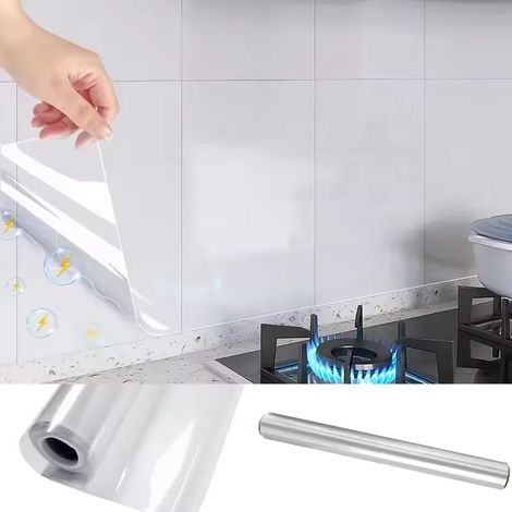 (45 cm x 5 m) Sticker mural transparent, imperméable et résistant aux taches, adsorption électrostatique, papier peint décoratif. (1/5)