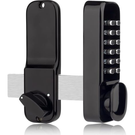 Serrure de porte 100 % mécanique en acier inoxydable avec pavés numériques, serrure de porte d'entrée sans clé, serrure à pêne dormant avec poignée, ensemble de serrures de porte d'entrée à (1/5)