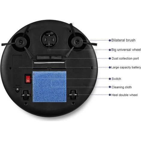 Intelligenter 3-in-1-Saugroboter mit 1200-mAh-Akku und automatischer Kehrfunktion für Böden, Tierhaare und Staub (1/5)
