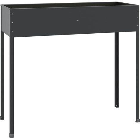 Vaso per fioriera aiuola rialzata piante fiori terrazza giardino 100,5 x 40,5 x 90 cm acciaio zincato antracite 020037290