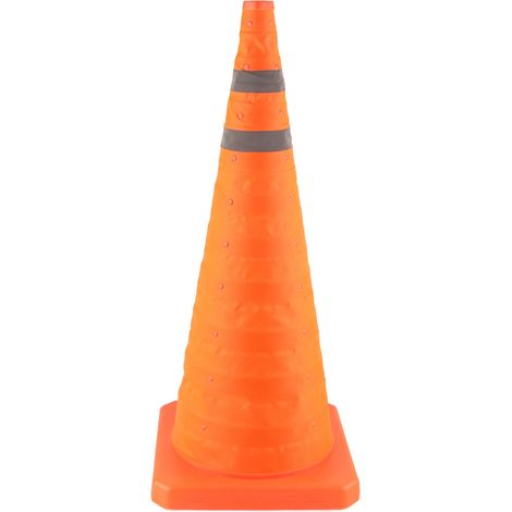 Ortviai Cône de Sécurité Routière Pliable 70 x 29 x 29 cm avec Bande Réfléchissante en PE