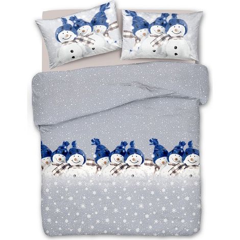 Copripiumino parure sacco e federa shabby 100% cotone snow man ,matrimoniale e singolo  Blu - Singolo