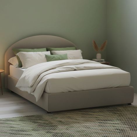 Talamo Italia - Letto piazza e mezza Aquanette, Letto contenitore con rivestimento in ecopelle, 100% Made in Italy, Apertura frontale, adatto per materasso Cm 120x190, Tortora (1/5)