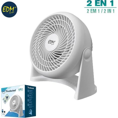 2-in-1-Stand- und Wandventilator, weiße Farbe, Leistung 50 W, Flügel ø18 cm, 26,5 x 15,5 x 27,7 cm, EDM