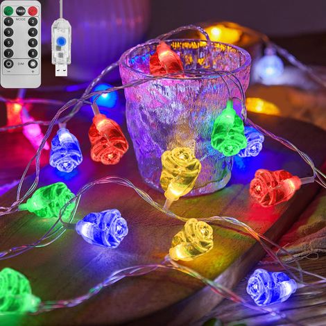 Guirlande lumineuse USB, guirlande lumineuse 6M40LED, 8 modes d'éclairage avec télécommande, pour décoration de vacances (lumière colorée) (1/5)