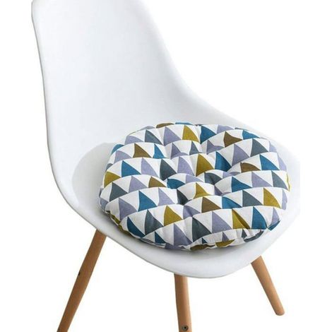 1 Coussin de Chaise Rond, 45x45 cm, Coton et Polyester, Lavable, Multicolore, Jardin Bureau Salon (1/4)