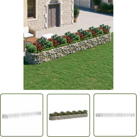 The Living Store Gabionen-Hochbeet Verzinktes Eisen 600x100x50 cm - Gabionen-Hochbeet - Eisen-Hochbeet - Gartendekoration - Pflanzenkübel - Balkonbepflanzung (1/5)