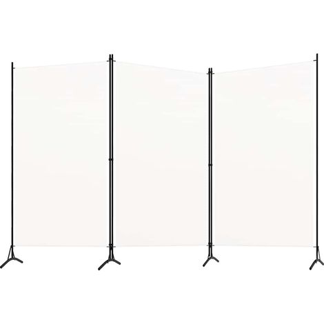 Cloison de séparation 3 panneaux, Paravent sur Pied, Séparation de pièce, Cloison mur écran Blanc crème 260x180 cm GHJ96820 (1/5)