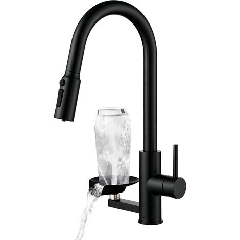 Robinet Cuisine Lave-verres,Mitigeur Douchette Extractible Double Sortie noir (1/5)
