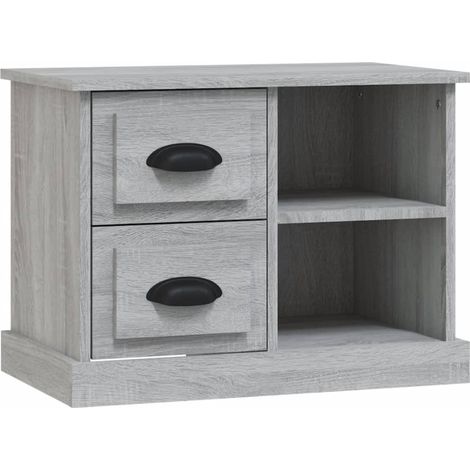Comodino con 2 cassetti e 2 scomparti 60 x 35,5 x 45 cm MDF grigio DEC034684