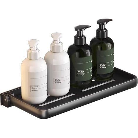 Foldable wall-mounted shelf for bathroom, suitable for bathroom, kitchen, camper van, gunmetal grey, 30 cm (1/4)