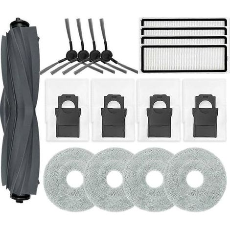 Pièces et accessoires pour aspirateur robot Bot L10s Plus : brosse principale, filtre HEPA, lingette de nettoyage, sac à poussière (voir illustration). (1/5)