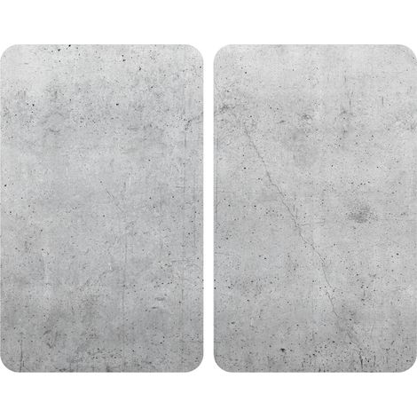 Wenko – Protection plaque de cuisson en verre trempé effet béton – Lot de 2 – Dimensions 30x52 cm – Résistante aux chocs et aux rayures (1/7)