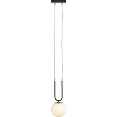 Suspension Emibig Glam 1L E14 noir opale or verre Ø15cm (1/5)