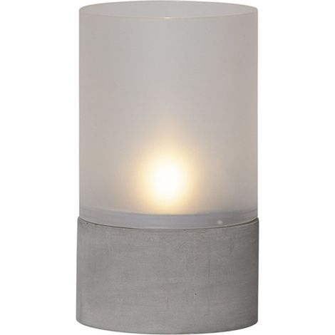 Star Trading Bougie de table LED 'Cemmy', cylindre en verre, socle en béton, 18cm (1/2)