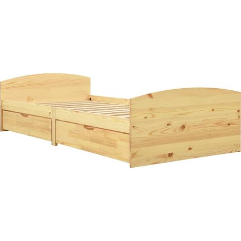 Maison Exclusive - Giroletto con 2 Cassetti in Legno Massello di Pino 90x200 cm