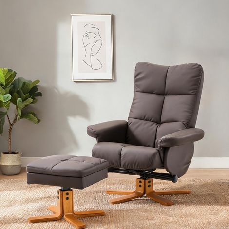 Fauteuil braun en holz Kunstleder 80 x 86 x 99 cm (1/5)