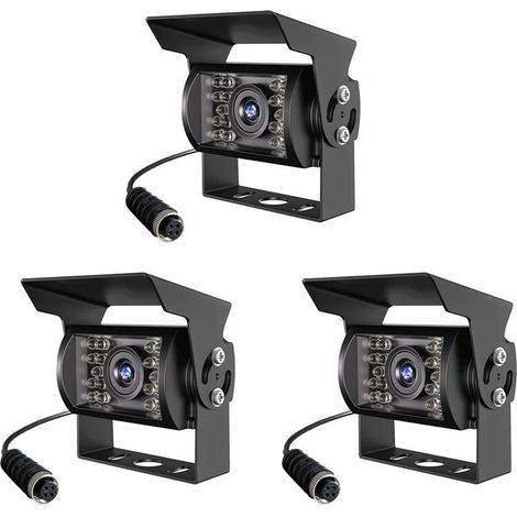 Adatta per 3 telecamere di retromarcia HD 1080P, telecamera di retromarcia grandangolare impermeabile IP69, adatta per display di camion, rimorchi e pick-up.