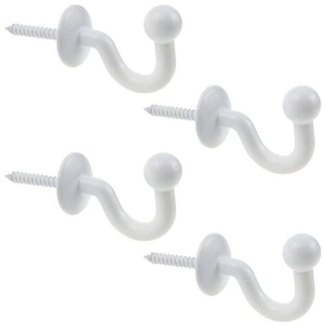 (blanc)Lot de 4 Crochets Rideaux Embrasses de 64mm en Métal Noir Retenue de Rideaux Muraux Embrasse à Rideau U Design Multifonctionnels pour Rassembler Les Rideaux et Crocher Les Vêtements ou Sacs (1/5)