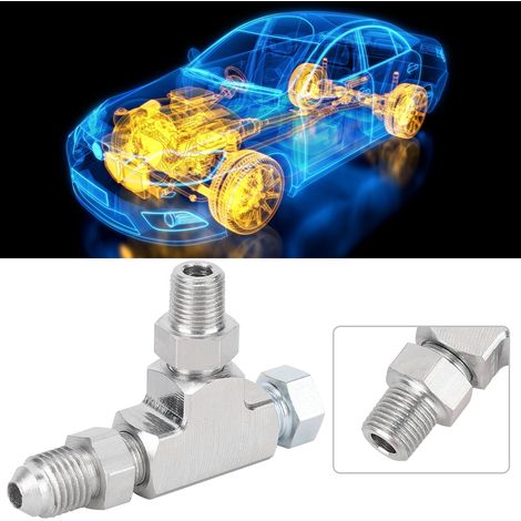 Raccord en Té 3 voies 1/8" NPT vers 4AN avec bouchon, capteur de pression d'huile, bloc d'alimentation (1/5)