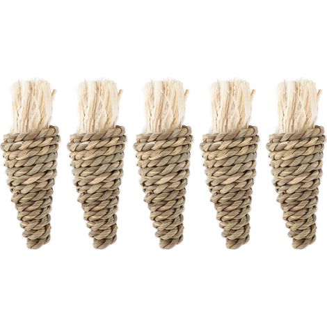 Jouet lapin tissé carotte, 5 pièces, Hamster molaire, bois naturel, herbe, jouets pour petits animaux de compagnie (1/5)