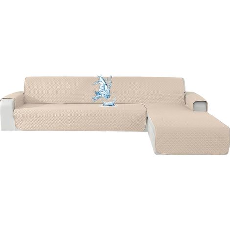 Waterproof 3-Seater Corner Sofa Cover, Reversible Left/Right Corner Sofa Cover, Non-Slip, for Dogs and Cats, Beige (1/5)