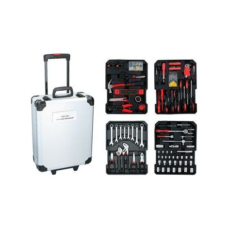 KINZO Tool Box 187 Piece Tool Box Tool Set Tool Trolley Chrome Vanadium Steel Black (1/5)