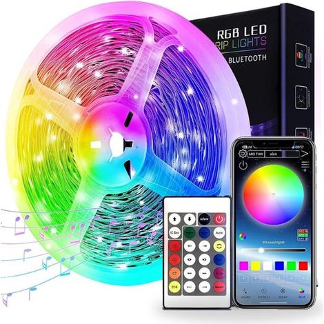 Striscia LED da 10 metri - con telecomando, 16 modalità - catena luminosa a colori RGB (1/5)