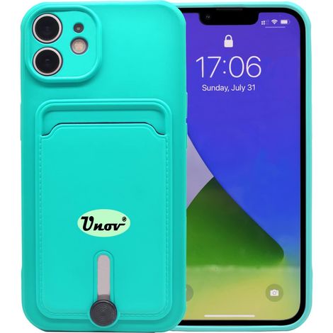 CUSTODIA IN SILICONE PER APPLE IPHONE 11 6.1" PORTAFOGLIO CON SCOMPARTO PER CARTE TURCHESE (1/5)