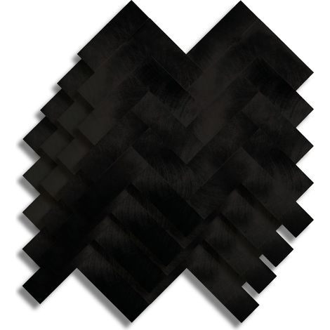 Crédence Adhésive Cuisine, Salle de Bain, Chevron, Noir, 4 Pièces, 25 x 25 cm, Crédence Épaisse, 3D, Carrelage Adhésif Mural, Lavable, Imperméable (1/5)