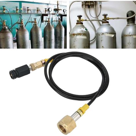 Kit de conexión de CO2 para SodaStream con manguera de nailon de alta presión negra de 1,5 m de longitud (G1/2-14 CGA320) – 2 juntas, 1 anillo protector (1/5)