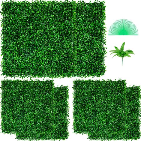 Panneaux de Buis Artificiels 50,8x50,8 cm Haie Artificielle Réaliste 6pcs Protection UV Panneaux Muraux de Haie de Buis Construction Solide Frais Faux Feuillage Toile de Fond Décoration Murale (1/5)