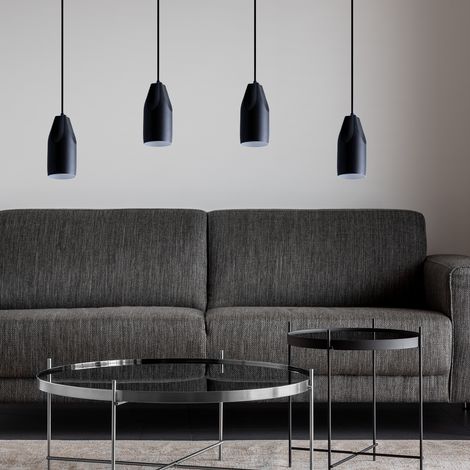 Paco Home Pendelleuchte Hängelampe Esszimmer Küchenlampe Hängend Esstischlampe Innen Weiß  Schwarz-Weiß,  Design I + Leuchtmittel ST64 Klar