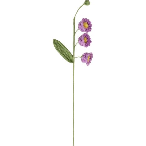 Knitted Flower Branch Yarn Hand Woven Artificial Beautiful Elegant Flower Decoration for Office Kitchen Living Room Purple (1/2)