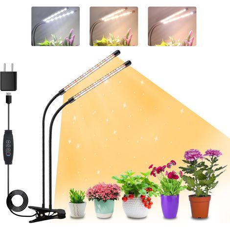 2 Heads Plant Lamp, Full Spectrum Auto Timer (1/5)
