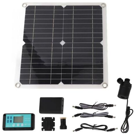 Kit de pompe à eau solaire 50W, panneau solaire 22W, pompe de fontaine à eau avec boîtier de batterie, contrôleur de synchronisation DC12V (1/5)