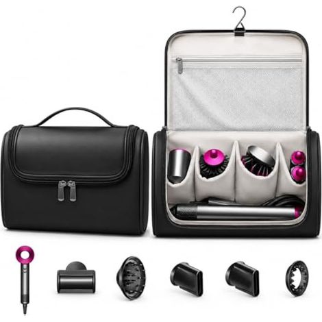 Wasserdichte Haartrockner-Tasche zum Aufhängen, stoßfeste Aufbewahrungstasche mit Trennwand, kompatibel mit Dyson Airwrap und Shark Flexstyle. (1/5)