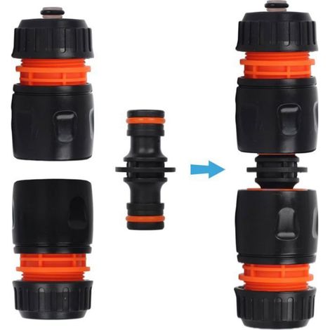 Raccord Tuyau d'Arrosage Double Mâle 1/2" 13mm Connecteur Femelle 1/2"-3/4" (1/5)