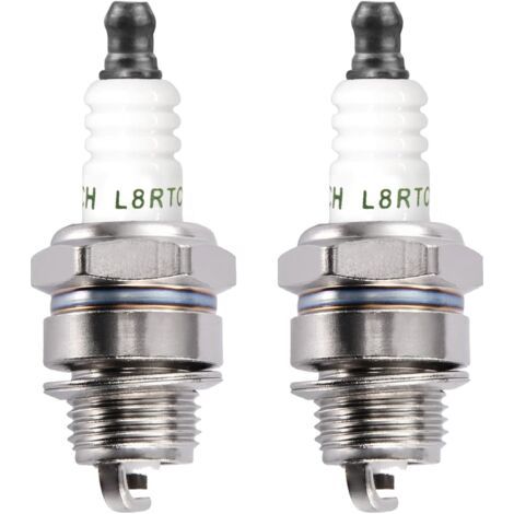 L8RTC Lot de 2 bougies d'allumage universelles pour moteur à 2 temps pour tondeuse à gazon - Bougies d'allumage de rechange pour tondeuse à gazon, tronçonneuse, coupe-pinceau (1/5)