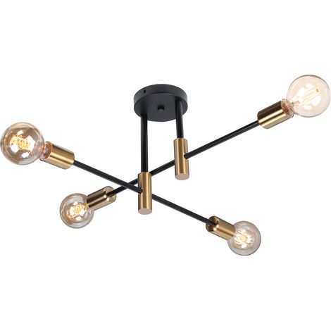 Lámpara De Techo Moderna 4 Luces Lampara Techo De Metal Lamparas Techo Salon Negro Plafones De Interior E27 Para Pasillo Dormitorio Sala De Estar
