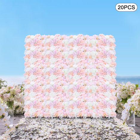 20 Stück Pflanzen Blumenwand, rosa künstliche Dekoration Hintergrundwand, Stereo Rosen Hochzeit Hintergrundpanel, 40 x 60 cm, DIY Hochzeit Straße Party Dekoration (1/5)