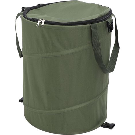 Poubelle Camping 37.8L Pliant Polyvalente en Toile Oxford 600D Bac à Déchets Extérieur Avec Couvercle Vert OD (1/5)