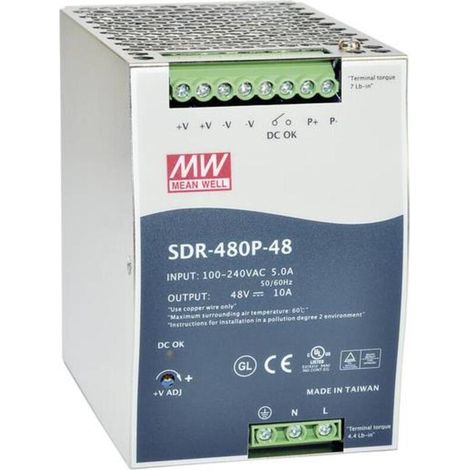 [NEUWERTIG] B-Ware Mean Well SDR-480P-24 DIN-Schiene Netzteil 480W 24V 20A mit Schutzfunktionen (1/2)