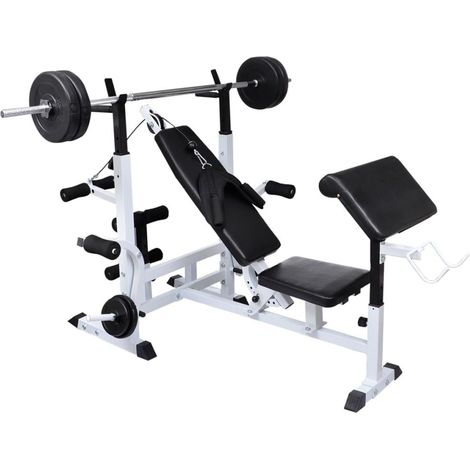 Banco de entrenamiento con soporte de pesas juego de mancuernas 90 kg fitness deporte 020000023 (1/5)