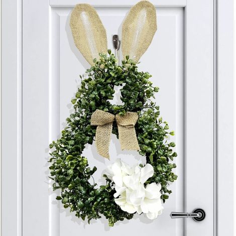 Guirlande De Printemps - Couronne En Forme De Lapin - Pour Porte D Entree Porche Intérieur Extérieur - 25 X 50 Cm - 1 Pièce (1/5)