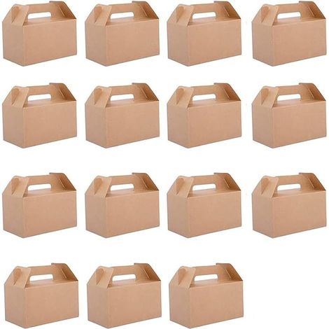 Pack of 15 Brown Kraft Paper Boxes, 21 x 13 x 11 cm, Kraft Box, Gift Box, Rectangular Paper Box, Cake Box, Suitable for Cakes, Biscuits, Pizza, Fried Chickens (1/5)