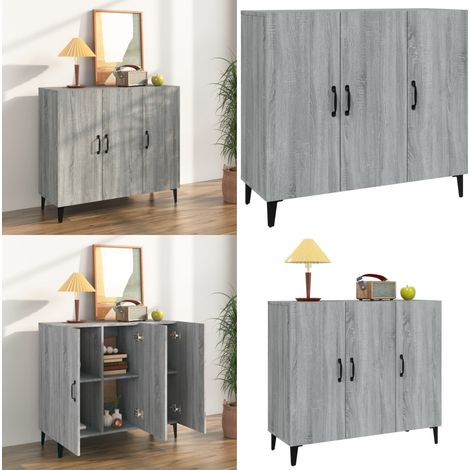 Sideboard Grau Sonoma 90x34x80 cm Holzwerkstoff - Schreibtisch - Wohnzimmermöbel - Sideboard Grau - Industrieller Stil - Regal - Home & Living (1/5)
