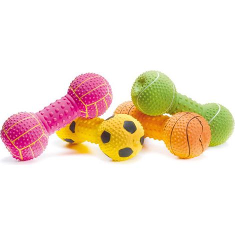 Gioco lattice per cani manubrio con palla colori assortiti 15 cm