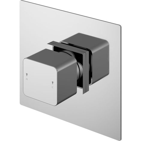 Swinscoe Square Concealed Thermostatic Temperature Control Shower Valve - Chrome - Balterley
