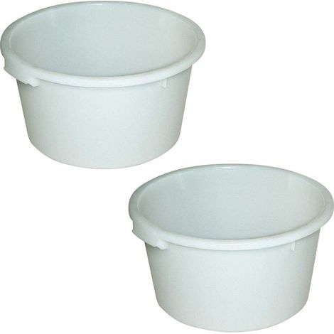 BRB Lot de 2 récipients ronds de 85 litres, Ø 635/510, hauteur 385 mm, blanc, plastique polyéthylène (PE-HD) (1/3)